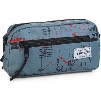 TEMPO Estuche Escolar - Estuche Niña Niño Double Compartimento Plumier Estojo Escolar per Lápices. Estuches Material Poliéster Resistente y Ligero. Marca de TEMPO, Azul