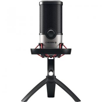 CHERRY UM 6.0 ADVANCED Micrófono USB de Mesa para Oficina y Streaming Negro/Plateado