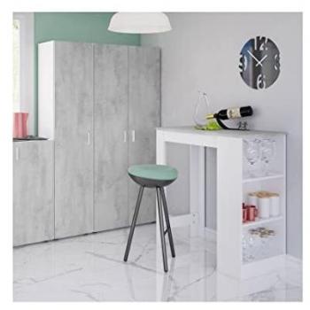 Mesa Alta de Cocina Odin con Estantes, Blanco/Cemento, 103 x 50 x 105 cm