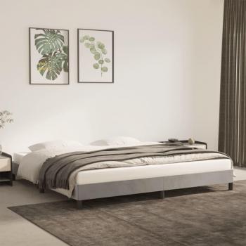 Cama solar gris claro 200x200 cm en terciopelo