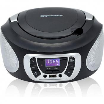 Roadstar CDR-365U/SL Radio CD Player Portátil Digital FM PLL, Boombox Reproductor CD, CD-R, CD-RW, MP3, USB, Stereo AUX-IN, Salida de Auriculares, Negro