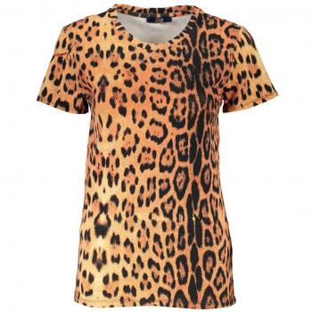 Cavalli Class Multicolor Patterned Short Sleeve T-Shirt with Logo - XXL
