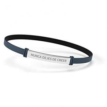 Pulsera Oficial Atlético de Madrid de Silicona 100% Natural y Acero Inoxidable con Grabado Láser, Fashion Azul Grisáceo Junior para Mujer y Niño, Apoya Producto Oficial Colchonero