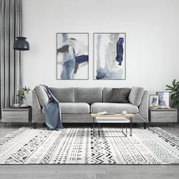 vidaXL Mesas de centro 2 uds madera ingeniería 50x46x35 cm Blanco, Negro, Blanco brillante - Mesita de Salón o Comedor o Auxiliar Mesa de Café Meuble Salón