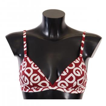 Dolce & Gabbana Red White DG Print Non Wire Cotton Bra Underwear - IT1 | XS