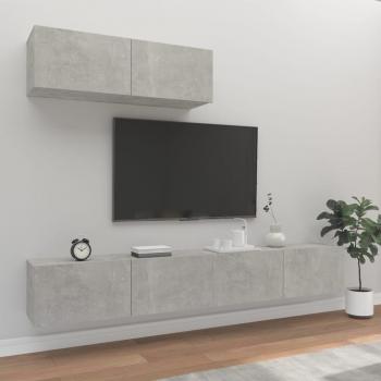 Set de muebles para TV 3 piezas madera contrachapada gris hormigón 100 x 30 x 30 cm