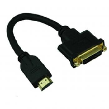 Adaptador de Video MicroConnect DVI a HDMI 15 cm M/F - Negro