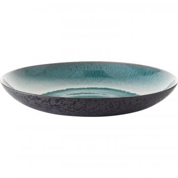 BITZ Cuenco para fruta o ensalada de gres, 40 cm de diámetro, apto para lavavajillas, color negro y verde