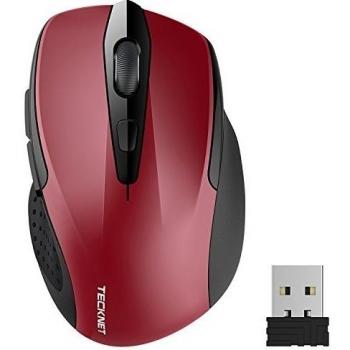 TECKNET Ratón Inalámbrico Portatil, 2.4G Mouse Inalámbrico Pro Óptico 5 Niveles 2600 dpi,6 Botones, 24 Meses Duración de Batería con Nano Receptor para Laptop,PC,Ordenador,Chromebook,Notebook