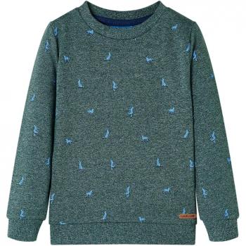 Sudadera Infantil con Estampado de Perritos en Verde Oscuro Melange Talla 104