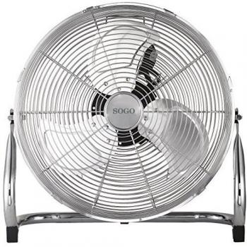 Sogo Ventilador Industrial Power fan de 110W, Diametro hélice de 18, 3 velocidades, Aspas de Aluminio - Cromado , Clase de Eficiencia Energética - A, Color: Plata.