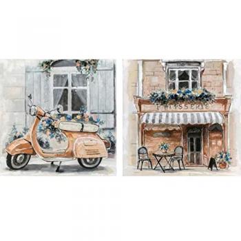 Lienzo DKD Home Decor Calle Tradicional 90 x 3,7 x 90 cm y 90 x 3,5 x 90 cm (2 Unidades)