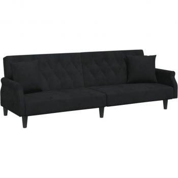 Dark Grey Velvet Sofa Bed with Armrests