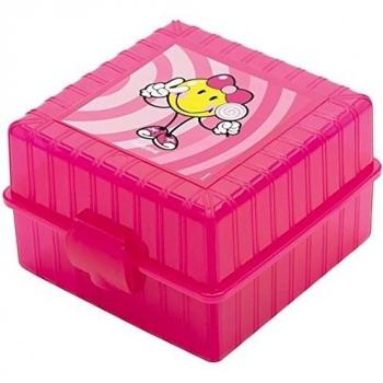 Zak Designs Smiley Lunch Box Pink, 12.5 x 12.5