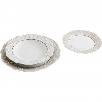 Bidasoa Baroque Nature - Vajilla, 18 piezas, porcelana, color blanco y beige