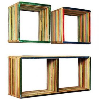 vidaXL Teca 3x Estantes de Pared Madera Estantería Repisa Perchero Organizador