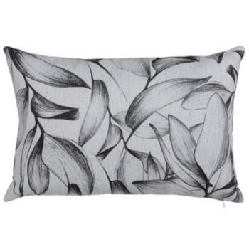 Cojín Bigbuy Home Hojas Poliéster Algodón Blanco Negro 45x30 cm Envasado Al Vacío