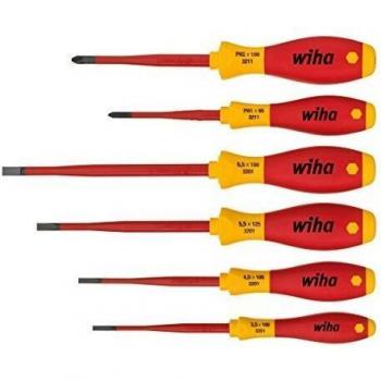 Wiha – Juego de destornilladores Softfinish Slimfix Vde/Gs – Ranura + Phillips – 6 unidades