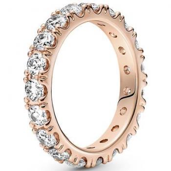 Collar Pandora con Colgante y Zircón, Anillo Eternity Brillante en Plata de Ley con Recubrimiento en Oro Rosa 14K