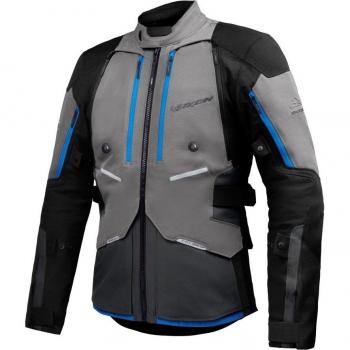 Ixon Chaqueta Textil de Motocicleta Vidar Gris-Negro-Azul (XL)