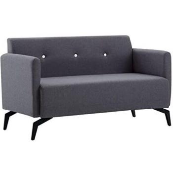 vidaXL Sofá 2 Plazas Tapizado Tela 115x60x67 Gris Oscuro Silla Asiento Sillón