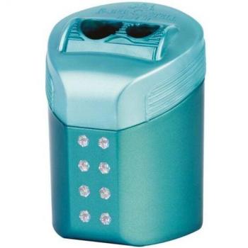Faber-Castell Sparkle Roll-On Double Hole Pencil Sharpener in Blister Pack Metallic Colors
