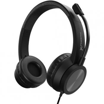 Auriculares USB Phoenix Callup con Micrófono, Control de Volumen y Mute en Cable, Ideal para Oficina y Teletrabajo, Color Negro