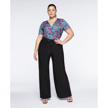 Pantalón ancho de mujer de punto con cintura ajustable