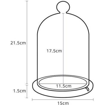 Lights4fun Campana de Cristal Alta 21,5 cm con Base de Bambú alta 1,5 cm, totale altura 23 cm