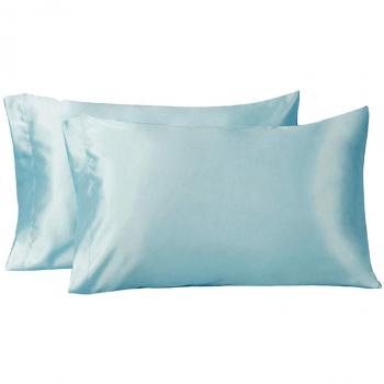 Bedsure Fundas de Almohada para Pelo y Rostro, 2 Piezas, Antiarrugas, sin Cremallera, Azul Claro, 50x75 cm