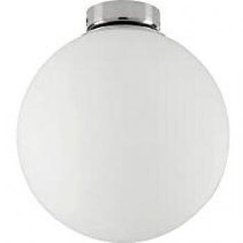 Plafón de metal blanco con cristal, 1 bombilla, diámetro 20 cm, estructura cromada