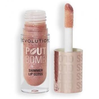 Pout Bomb Shimmer Lip Gloss - Glimmer Nude, High-Shine Formula with Hyaluronic Acid and Sweet Vanilla Scent, 4.5ml