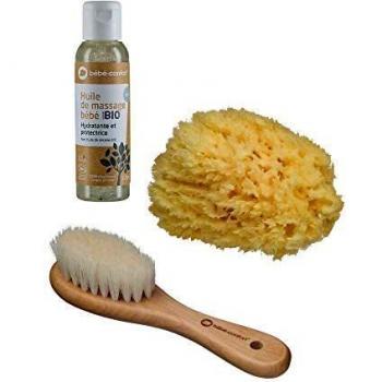Pack Bienestar Bebé Confort con Cepillo, Aceite y Esponja Natural
