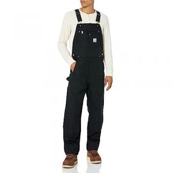 Carhartt Men's Loose Fit Firm Duck Insulated Bib Overall, Black, Small