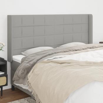 Cabecero con orejas de tela gris claro 183x16x118/128 cm Vidaxl