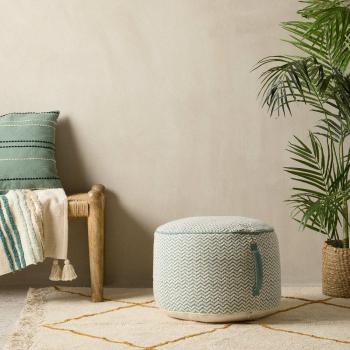 Puf menta Mond Kenay Home, puf de algodón con funda y relleno de bolas EPS, dimensiones 40 x 40 cm