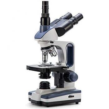 SWIFT Microscopio trinocular Compuesto SW350T,40X-2500X, Microscopio de Laboratorio para investigación con oculares de Gran Angular 10X / 25X, Condensador de abono mecánico, Compatible con cámaras