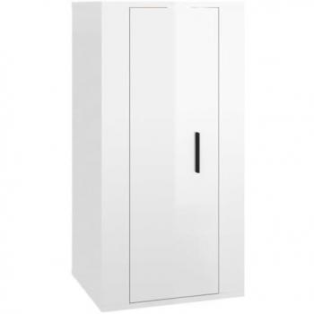 Mueble TV multimedia suspendido brillante 40 x 34,5 x 80 cm color blanco