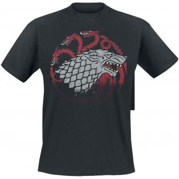 Game Of Thrones Juego de Tronos Stark and Targaryen Sigils Camiseta Negro S