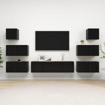 Juego de mueble para TV de 8 piezas en madera negra multicapa