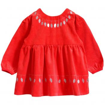 Alec&yule Nueco Delantal Blusón de Comer y Jugar Babero para Niñas con Forro Impermeable Estilo Dulce - Rojo, Talla 100cm
