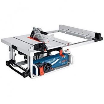 Bosch Professional Sierra circular de mesa GTS 10 J, tope angular, tope paralelo, adaptador de extracción, hoja de sierra, barra de empuje, cartón, hoja de sierra de diámetro: 254 mm, Dimensiones de la mesa: 642 x 572 mm, 1800 W, 0601b30500.
