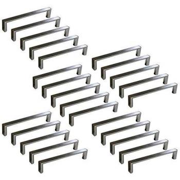 Emuca 9161151 Tirador para Mueble, Niquel Satinado, 128mm, Set de 25 Piezas