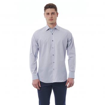 Bagutta Gray Cotton Shirt - XXL, Casual Shirt, Male, Gray, Size: 2XL, Gray Italian Collar Shirt - Regular Fit