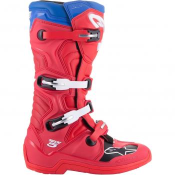 Alpinestars Tech 5 Motocross Boots - Bright Red / Dark Red / Alpine Blue
