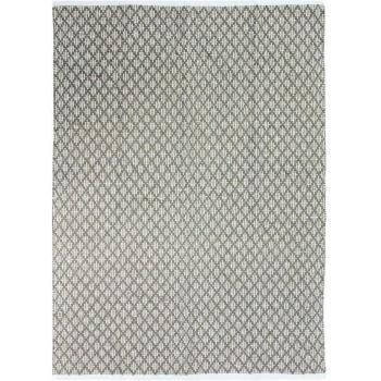 Alfombra de salón o dormitorio 100% algodón con aspecto étnico y rayas entrecruzadas 120 x 170 cm Blanco/Negro