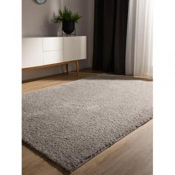 Alfombra de Pelo Largo Gris Claro 133x190 cm