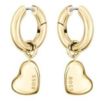 Pendientes de aro BOSS HONEY LOVE, corazón, acero inoxidable dorado, desmontables