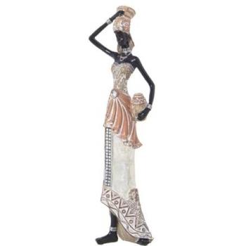 Figura Decorativa Alexandra House Living Blanco Dorado Plástico Africana 10 x 14 x 39 cm