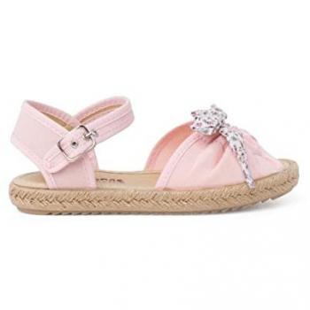 Alpargatas de niña con lazo Liberty y cierre de hebilla en color rosa, talla 26